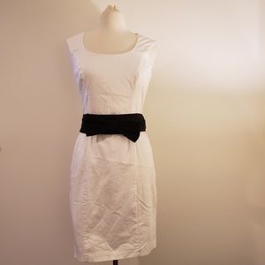 White cocktail dress with Black sash